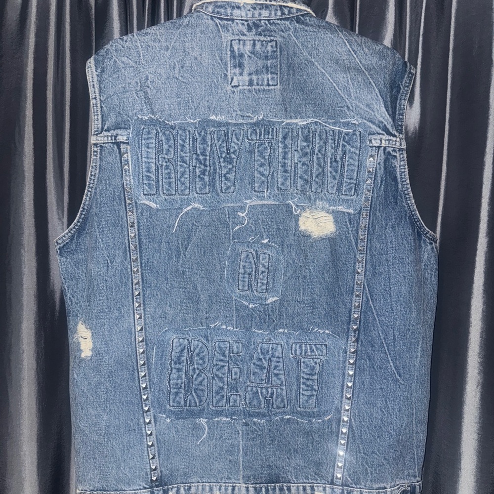 Zara Blue Denim Studded Vest - Picture 2 of 3